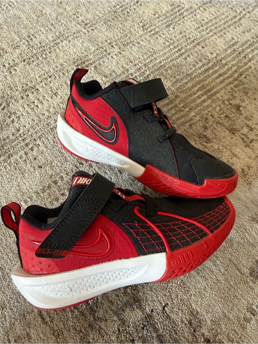 Nike Kids Red and Black Velcro Athletic Sneakers